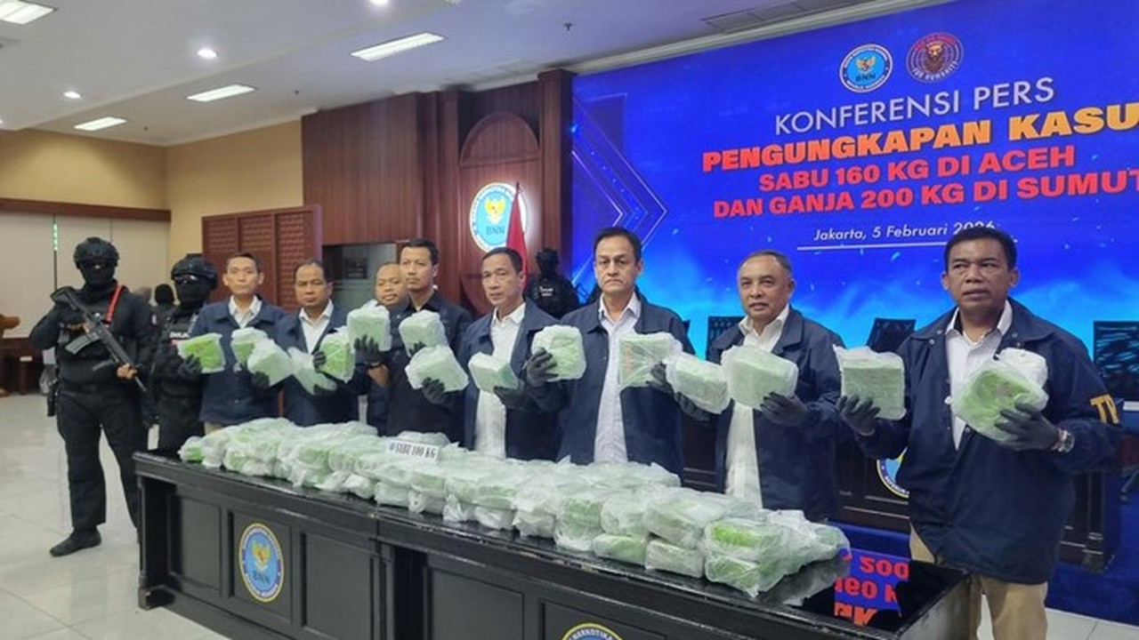 BNN Berhasil Gagalkan Peredaran Sabu Jaringan Internasional di Aceh Bernilai Rp 208 Miliar