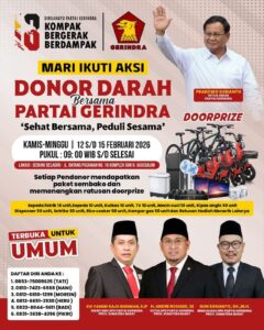 Gerindra Sumbar Targetkan Rekor MURI Donor Darah Massal di Padang