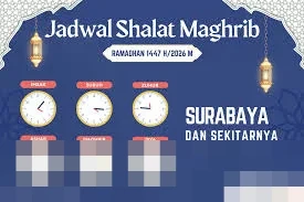Jadwal Shalat Maghrib Surabaya 27 Februari 2026, Pemerintah Tetapkan 1 Ramadan pada 19 Februari
